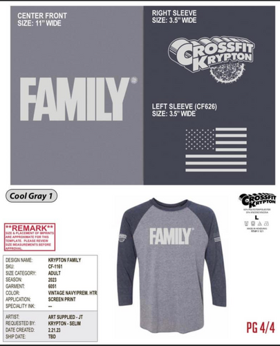CF Krypton FAMILY Navy Blue 3/4 Length Tee